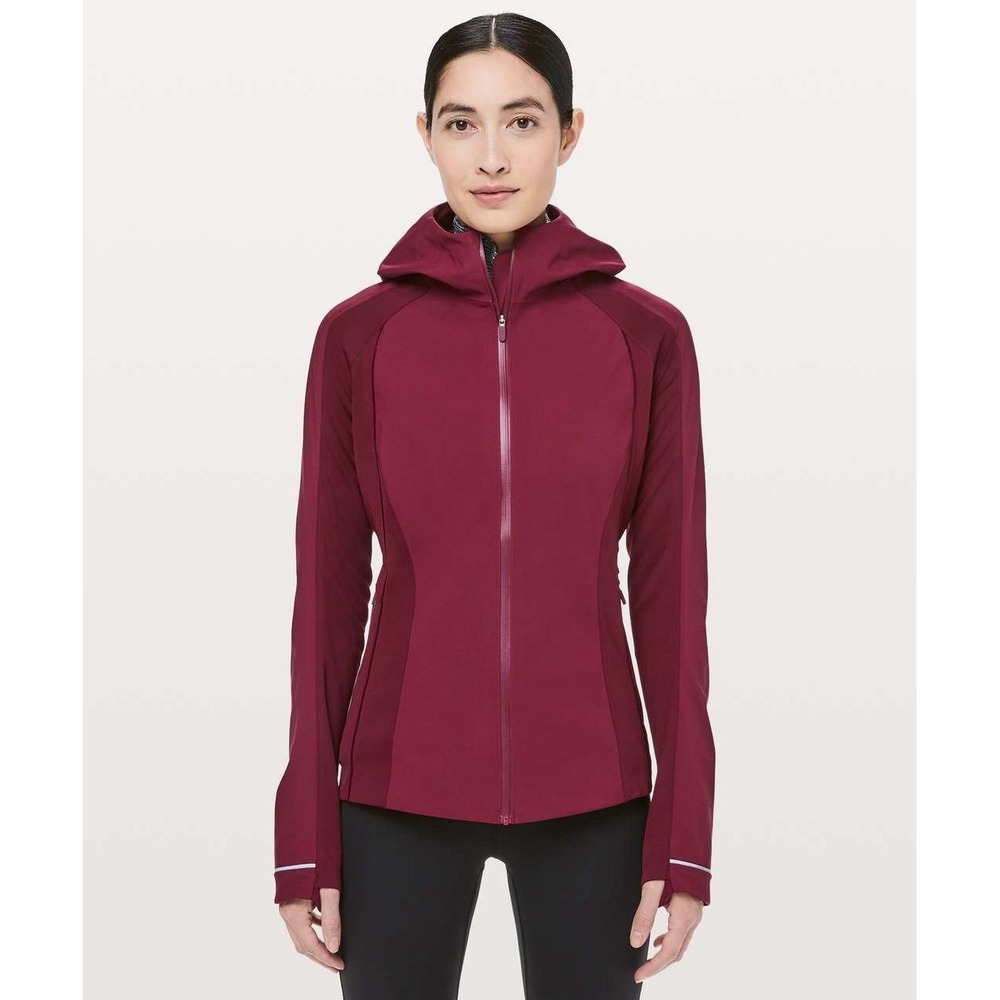 Lululemon Cross Chill Jacket Deep Ruby Size 12 Waterproof Running Coat